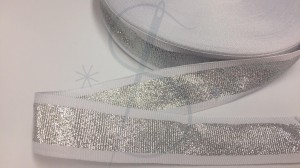 Taśma lampasowa biało srebrna 30mm