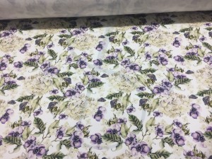 Fioletowe kwiaty i hortensje  Jersey druk cyfrowy 