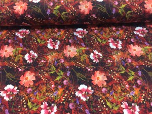 Kwiaty rude  - Jersey druk cyfrowy  Jh2 