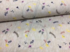 ptaszki i gałązki beż   - Jersey druk  Jh2 