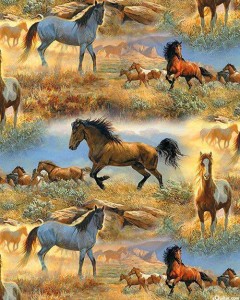 C1 Konie  -Dresówka pętelka druk cyfrowy 