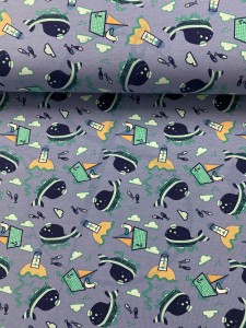 Wielorybki i latarnie - Jersey bawełniany druk  Jh2 MARINERO 