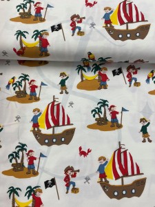 Piracka wyspa biała - Jersey bawełniany druk  Jh2 MARINERO 