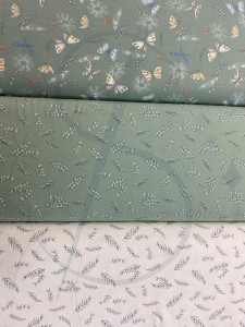 Motylki brudna mięta  - Jersey bawełniany druk  Jh2 ROMANTIC