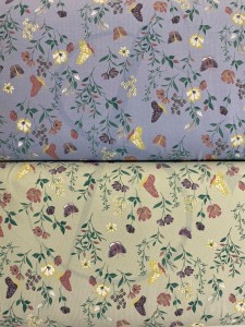 Łąka motyli  oliwka  - Jersey bawełniany druk  Jh2 ROMANTIC 