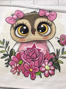 P3 Słodziaki - Sowa rózowe kokardki -  Panel jersey S  43/57 