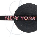 Taśma lampasowa czarna kwiaty " NEW YORK "  30mm szer 