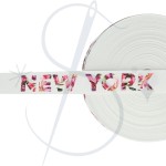 Taśma lampasowa biała kwiaty " NEW YORK "  30mm szer  
