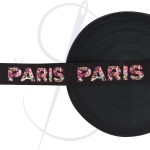 Taśma lampasowa czarna kwiaty " PARIS "  30mm szer 