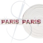 Taśma lampasowa biała kwiaty " PARIS "  30mm szer  