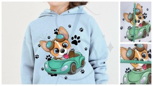 Piesek w zielonym autku  -  Panel dresowy S  55/60 (1)