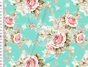 Róże na mięcie - Jersey druk cyfrowy J1  (1)