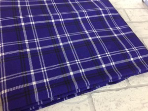 C1 krata tartan kobaltowa - Dresówka pętelka druk cyfrowy  