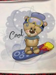 P5 Miś snowboard -  Panel dresowy S   42x45cm +- 2cm    