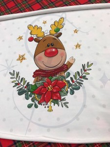 P5 Reniferek  gwiazda betlejemska -  Panel dresowy S 42x45cm +- 2cm   