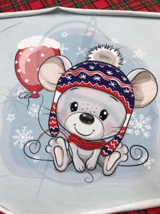 P5  Myszka z balonikiem  -  Panel dresowy    mini   29x39cm +- 2cm  