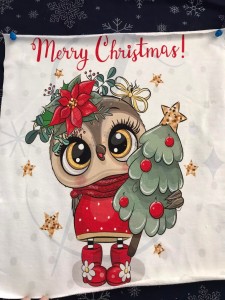 P5  Sówka z choinką -  Panel dresowy mini  29x39cm +- 2cm  