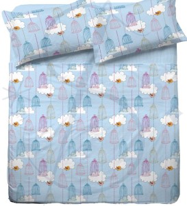 Klatki w chmurach - tkanina bawełniana 