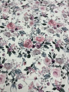 Welur elastyczny -  delikatne kwiaty 
