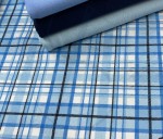 C1 krata tartan  niebieska - Dresówka pętelka druk cyfrowy  