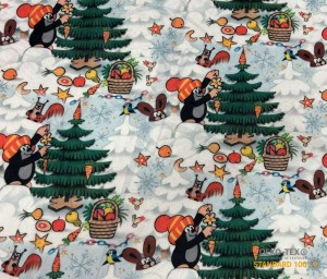 Welur elastyczny - Krecik Choinka 