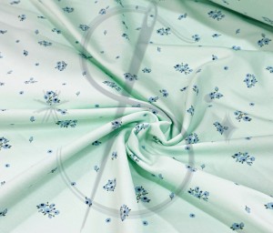 Dresówka pętelka miętowe  kwiatuszki - Dw240   