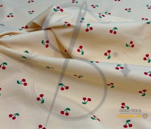 Dresówka pętelka żółte  wisienki - Dw240   