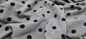 Dresówka pętelka stalowa czarne kropki  - Dw240  