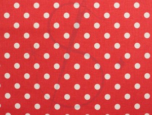 Białe groszki na czerwonym- tkanina bawełniana  